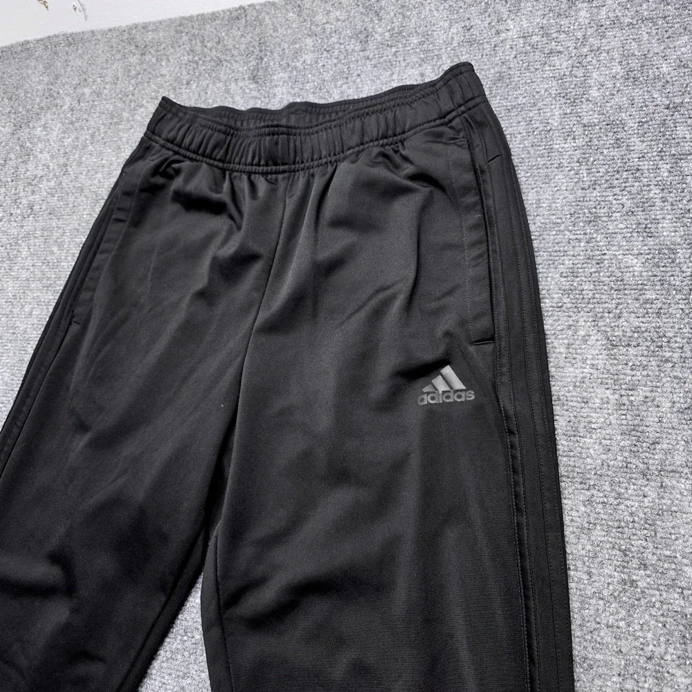 Adidas Soccer Training Pants Mens Small Black 3 Striped Tapered‎ Track Joggers